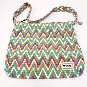 Wismi Canvas Chevron Crossbody Bag